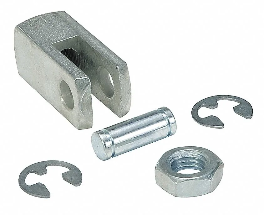 Steel rod clevis kit with pivot pin and retaining rings