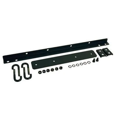Metal mounting brackets and hardware for overhead cable ladder attachment to server racks and wall