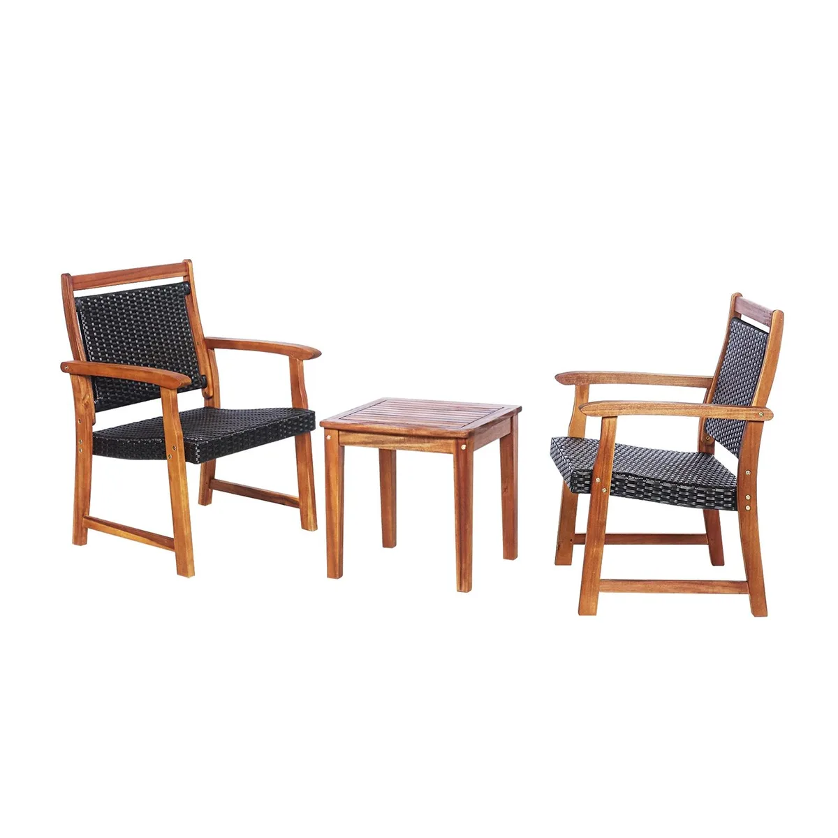 SlickBlue SlickBlue 3-Piece Rattan Bistro Set Acacia Wood Frame Brown — product photo