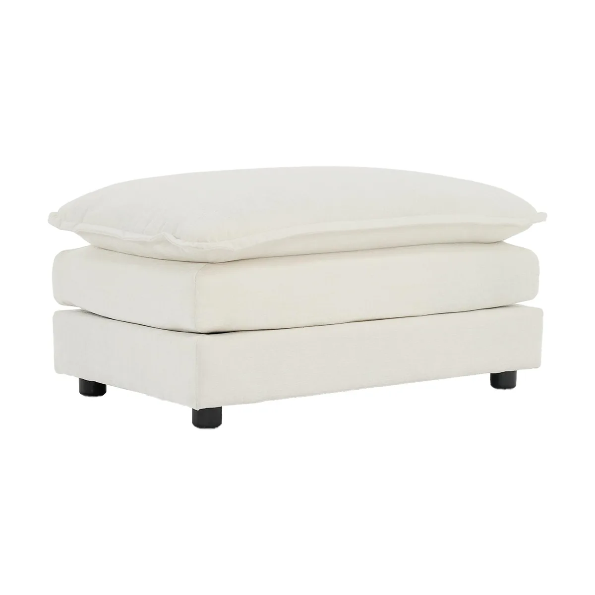 White chenille fabric ottoman footrest, rectangular padded form