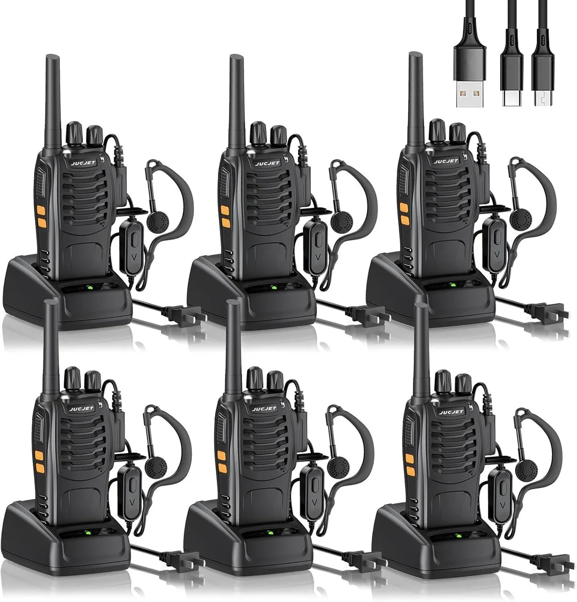 Batianda Batianda 888S 16 Channel Walkie Talkie 6 Pack 2 in 1 Accessories — product photo