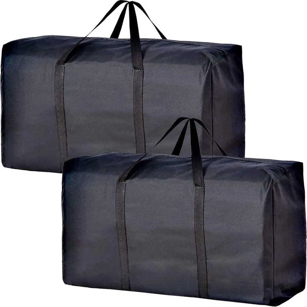 Beige woven storage bag with zipper and carry handles, 31 x 18 x 10 inches, 90 L capacity