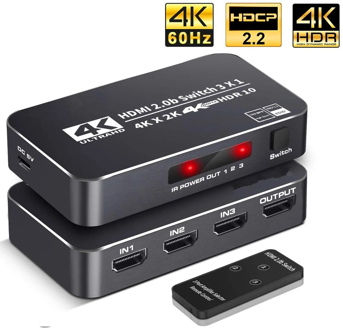 Jansicotek Jansicotek OZQ2-2 4K 60Hz 3x1 HDMI video switch — product photo