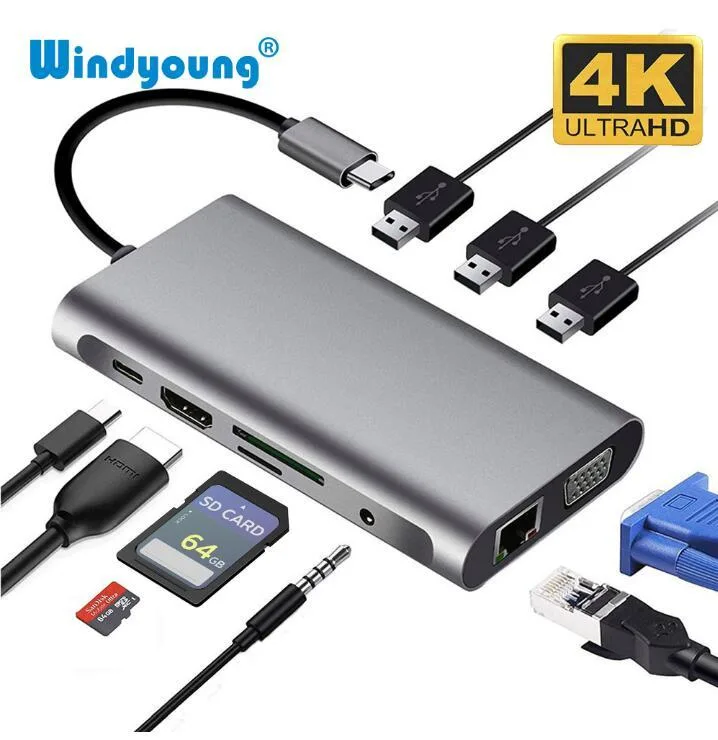 WRIARICH WRIARICH 10-in-1 USB-C Hub Black — product photo