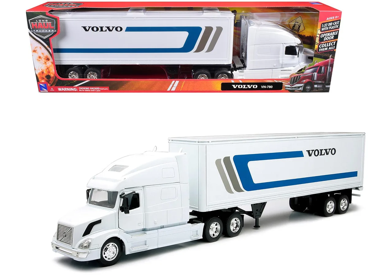 New Ray Toys New Ray Toys Volvo VN-780 Truck with Dry Van Trailer White 1/32 Diecast Hobby Collectible — product photo