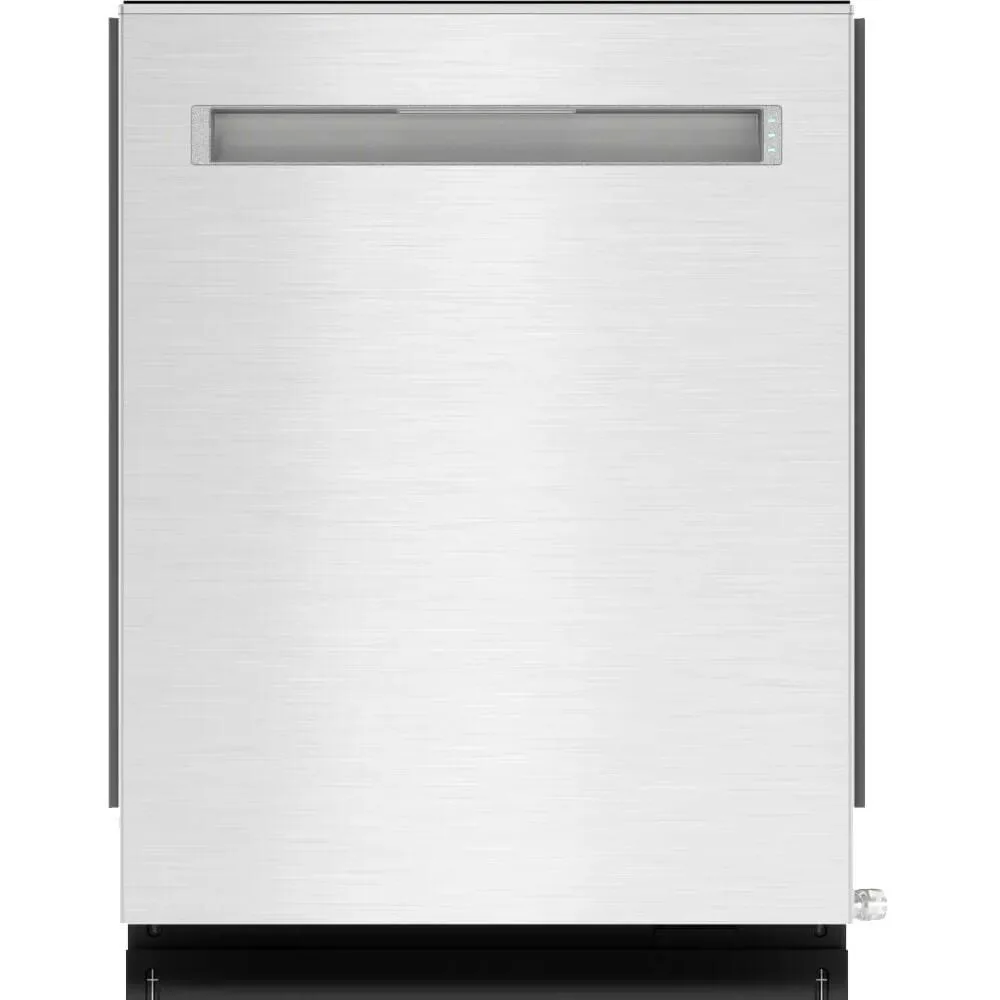 Stainless steel fully integrated dishwasher front panel with hidden controls