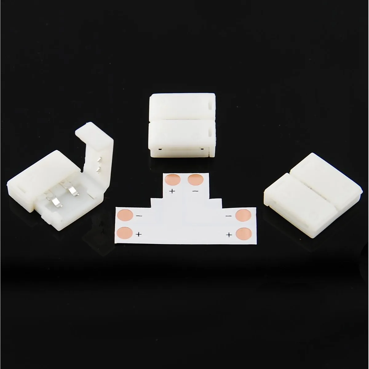 JacobsParts Inc. JacobsParts Inc. LSLC-E-5PK 5-pack 10mm T-shaped solderless straight blade plug for 5050 LED strip — product photo