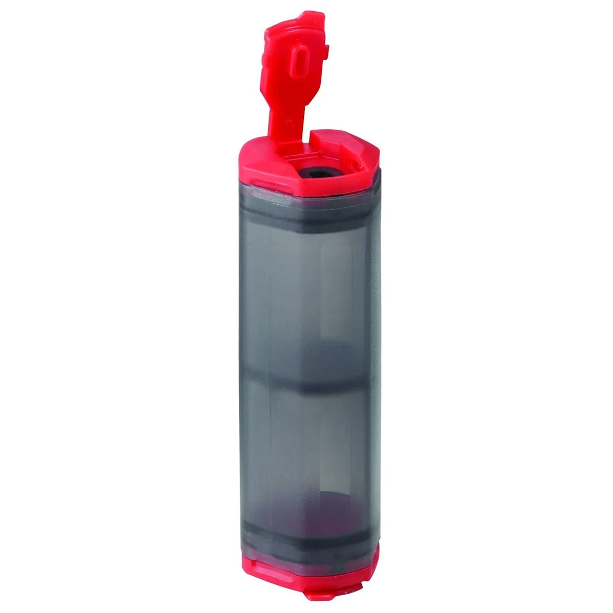 Cylindrical BPA-free salt and pepper shaker with centre divider, rubber gaskets, 4 x 6.5 x 18.1 cm