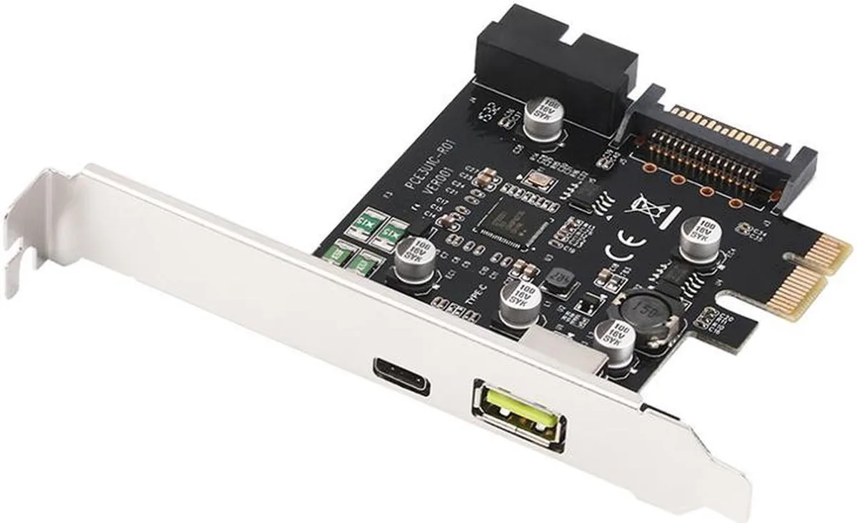 Vszerda Vszerda PCIe USB 3.0 Type-C card with 2.4A charging and 19-pin SATA power — product photo