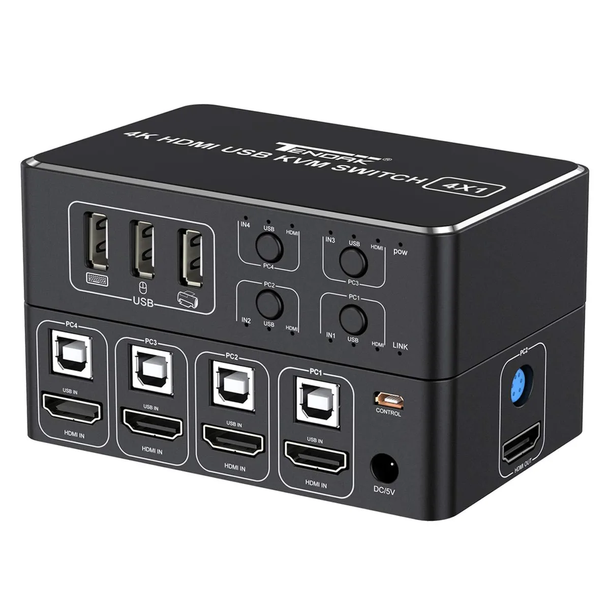 BUCIER BUCIER 9 HDMI 2.0 KVM Switch 4K@60Hz 4-Port — product photo