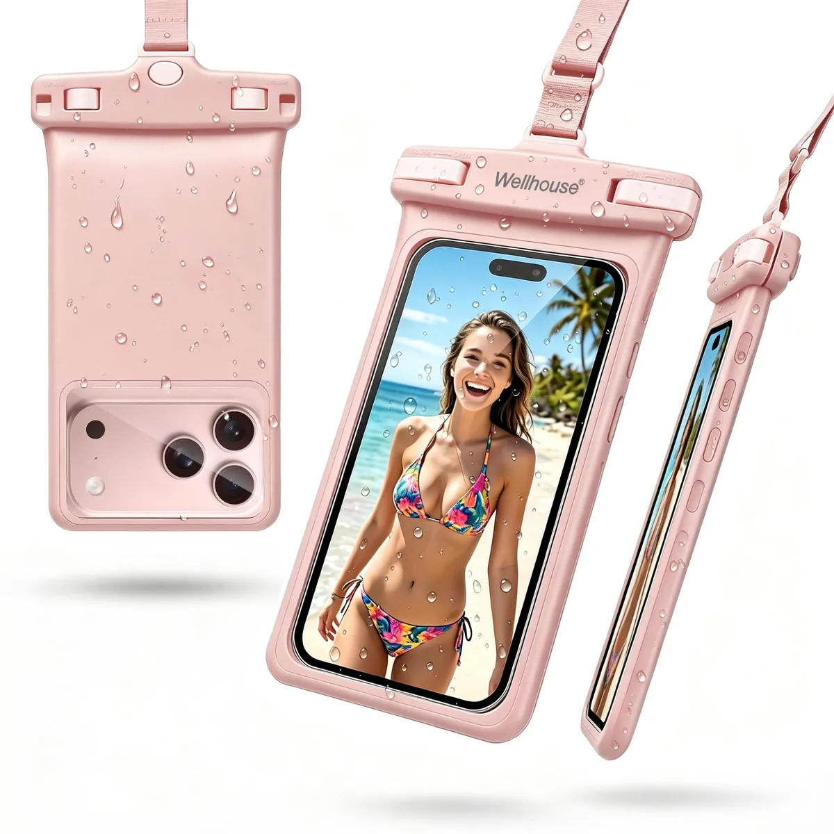  wellhouse Universal Waterproof Phone Pouch Pink 7.0" 100FT IPX8 — product photo