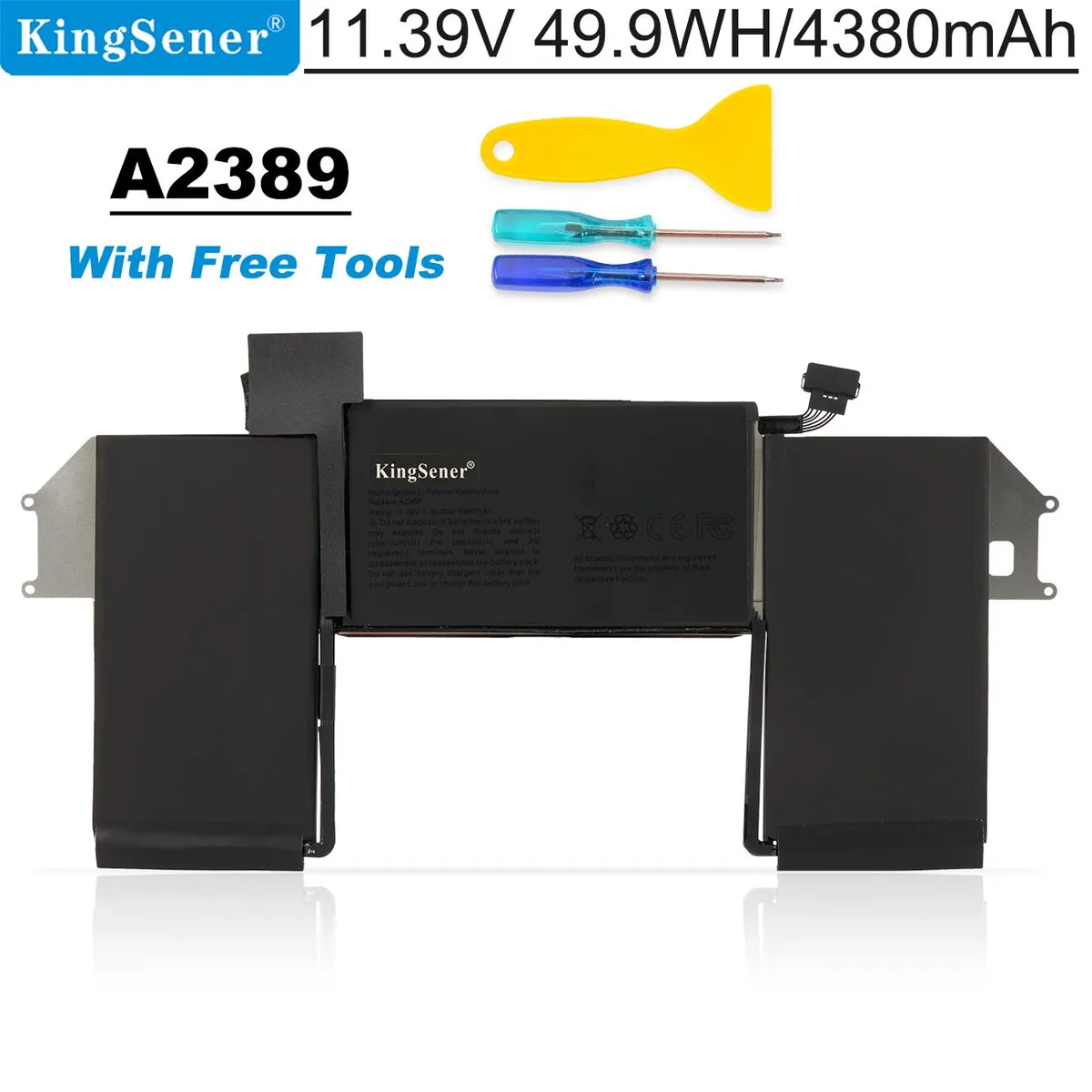 KingSener KingSener A2389 laptop battery for MacBook Air 13 inch A2337 M1 2020 49.9Wh 4380mAh 11.39V — product photo