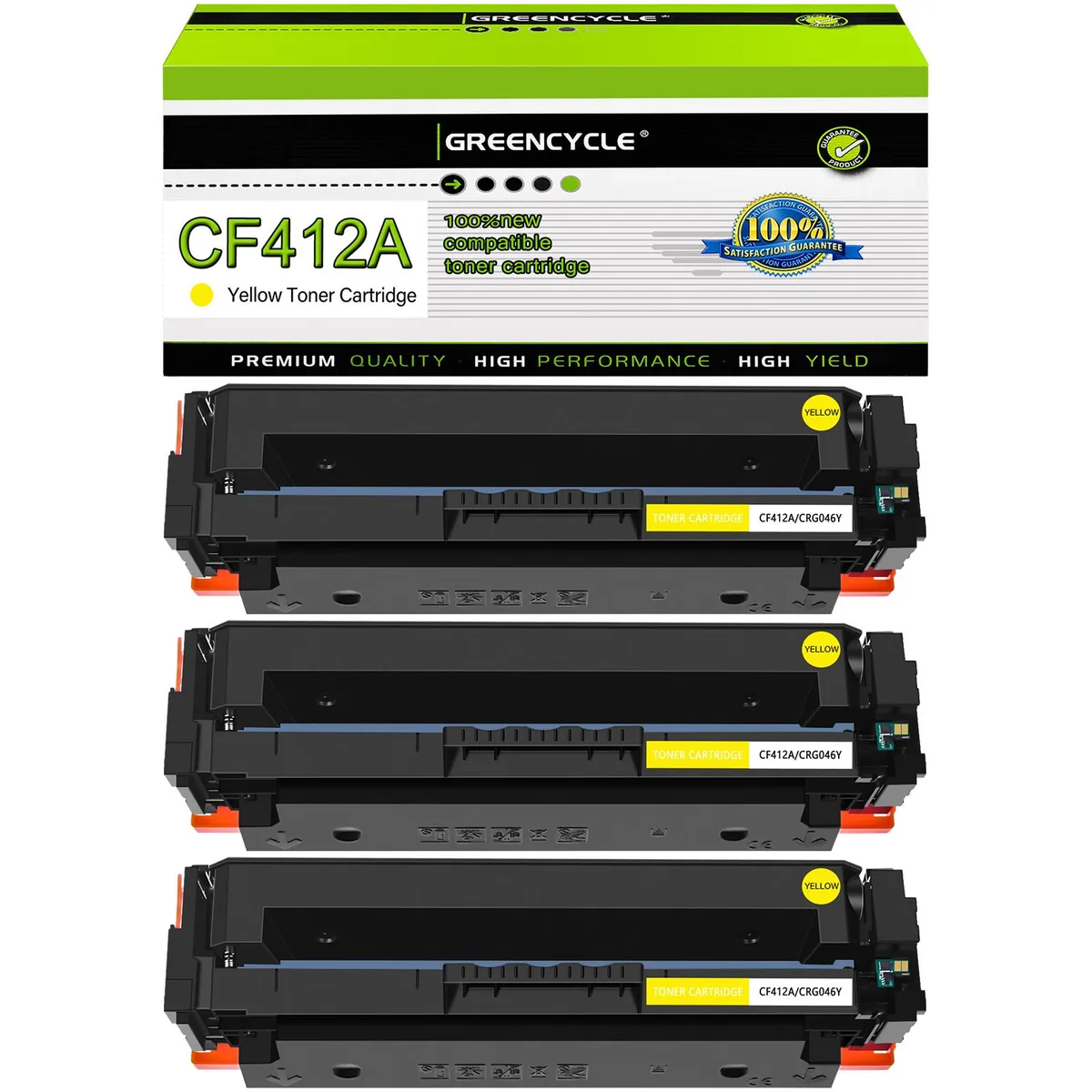 GREENCYCLE GREENCYCLE CF412A Yellow Toner Cartridge 3 Pack — product photo