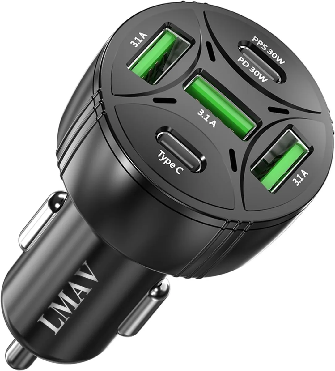 Leelbox Leelbox 5-Port 75W PD 3.0 Car Charger 2 USB-C 3 USB-A — product photo
