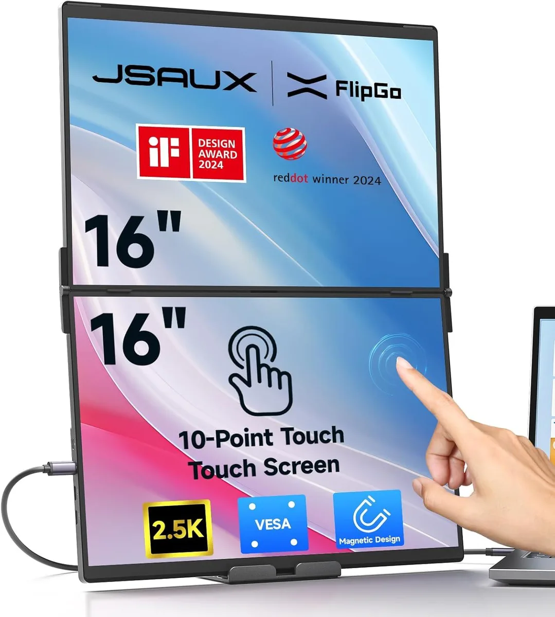 JSAUX JSAUX FlipGo 16-inch Dual Touchscreen Portable Monitor — product photo