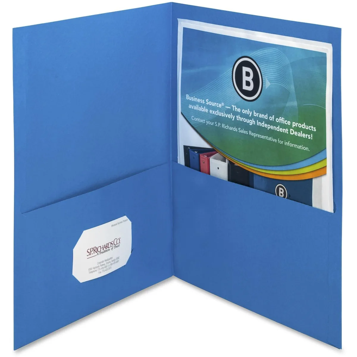 Business Source Business Source 78491 2-Pocket File Folder Letter 125 Sht 25/BX Blue — product photo