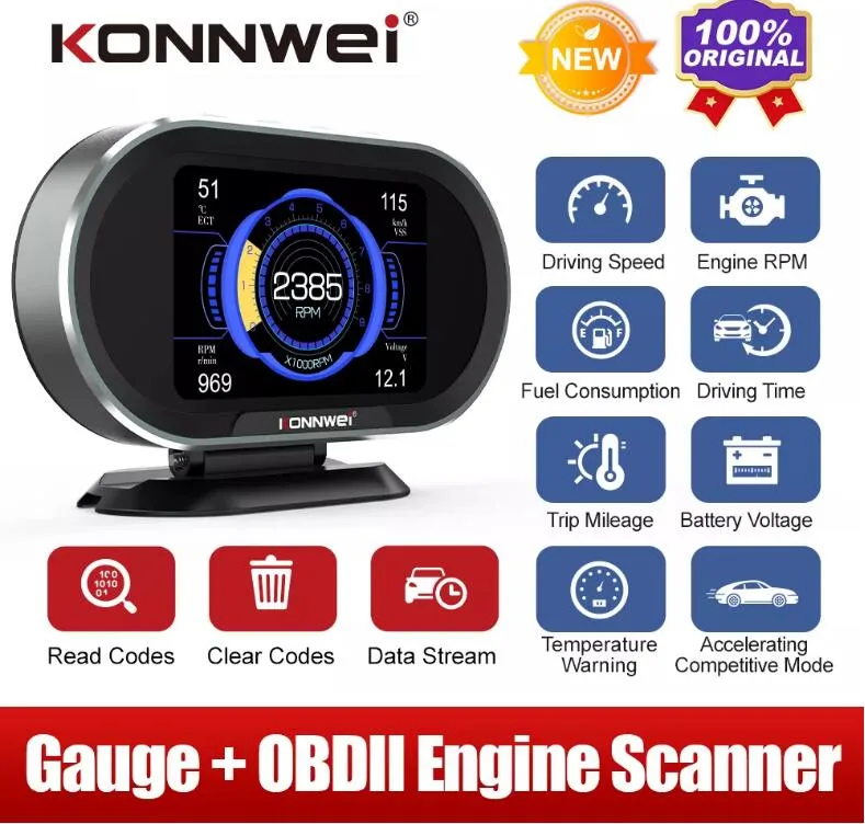 LUOM LUOM KW206 3.5in OBD2 HUD digital gauge electronic — product photo