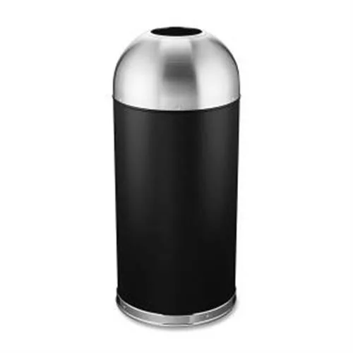 Genuine Joe Genuine Joe 58896 15 Gal Domed Top Trash Receptacle Black Silver — product photo