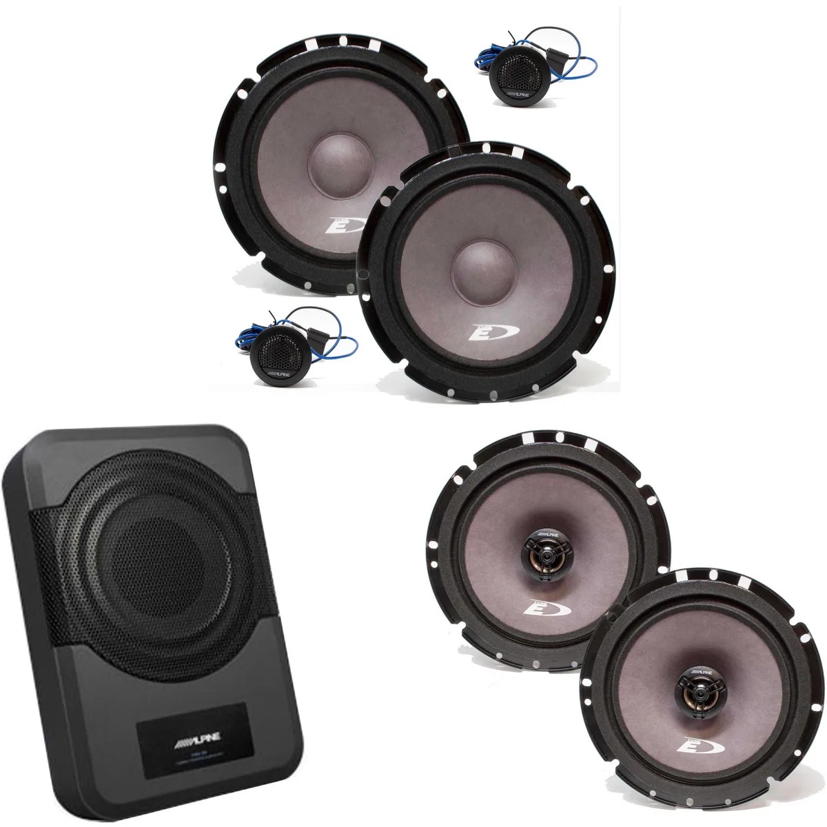 Alpine Alpine SXE-1751S &amp; SXE-1726S 6 1/2" Speakers with PWE-S8 Powered 8" Woofer — product photo