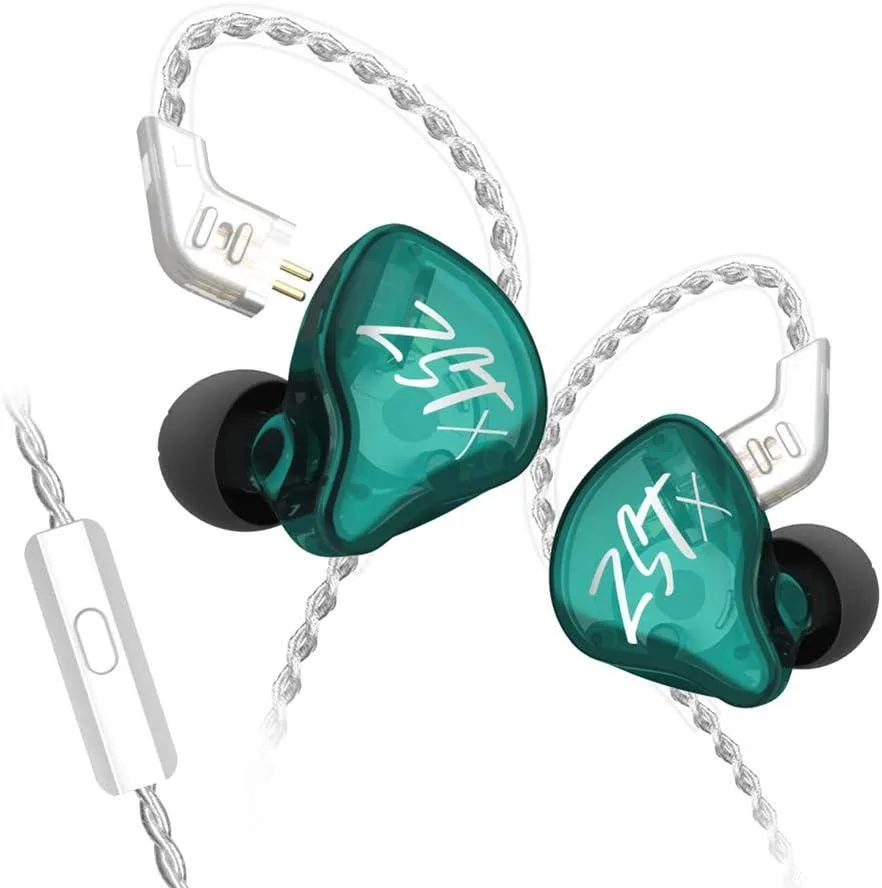 NShi NShi ZST X Earbuds Cyan 10mm 30095 BA 100-core silver cable — product photo