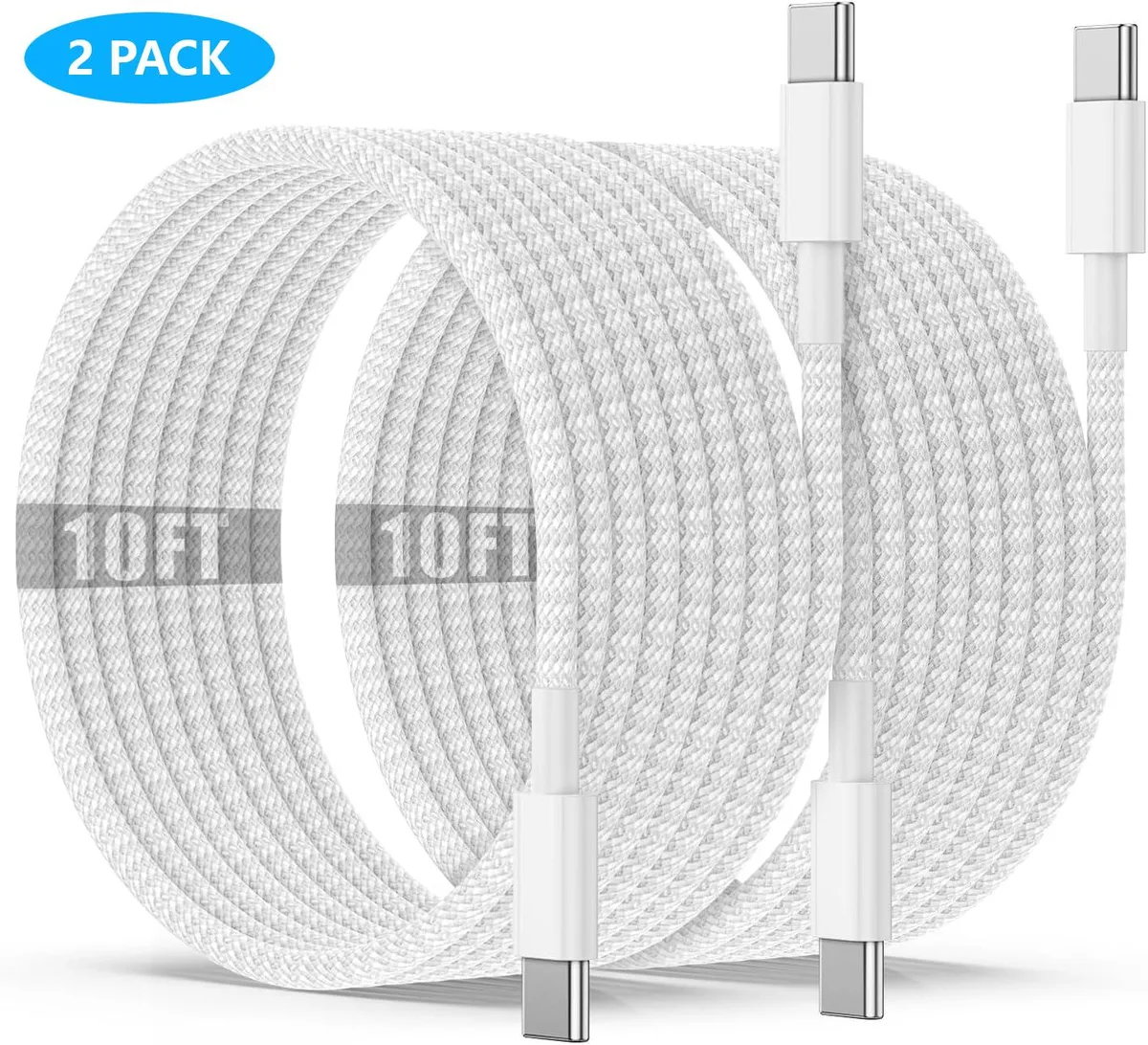 SMA SMA USB C to C Cable 2 Pack 10ft 60W White — product photo