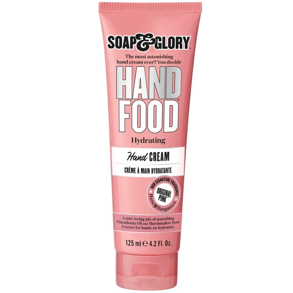 Fuchsia rectangular tube with flip cap, 125 ml hand cream
