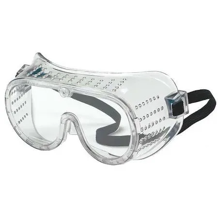 Clear wraparound PVC safety goggles with elastic headband, direct vents