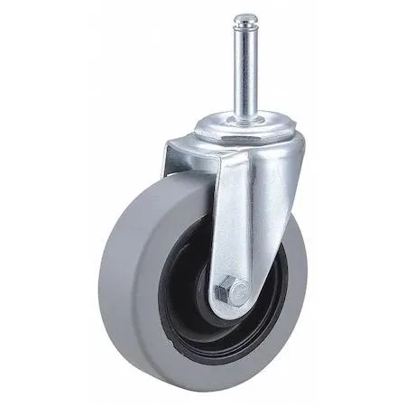 Four inch polyurethane wheel on zinc plated steel swivel stem caster