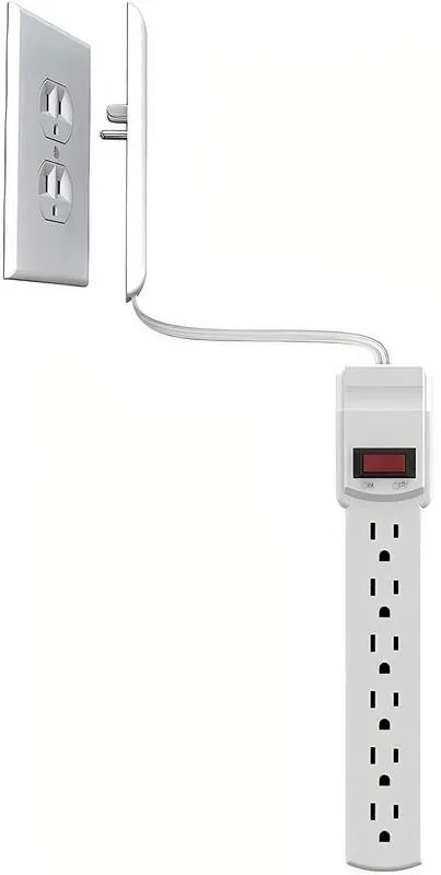 FireFold FireFold 6-S-OVSZ-W Ultra-Thin Outlet Cover with 6-Outlet Surge Protector, White — product photo
