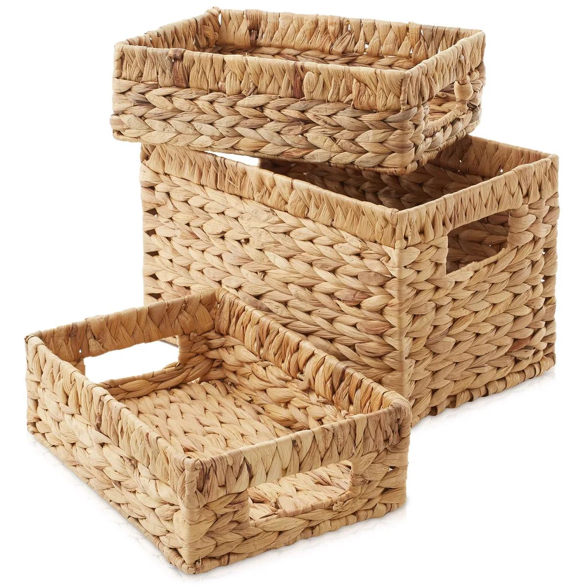 Casafield Casafield Set of 3 Water Hyacinth Storage Baskets 1 Medium 2 Small — product photo