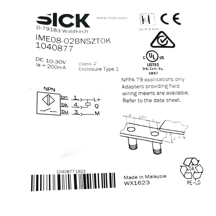 Sick Sick IME08-02BNSZTOK Inductive Proximity Sensor NPN M8 2 mm — product photo