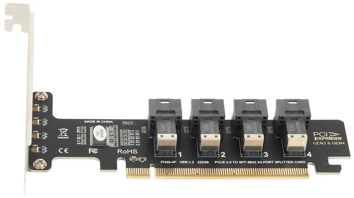 Vszerda Vszerda PCIe x16 to 4-Port U.2 NVMe Adapter Card — product photo
