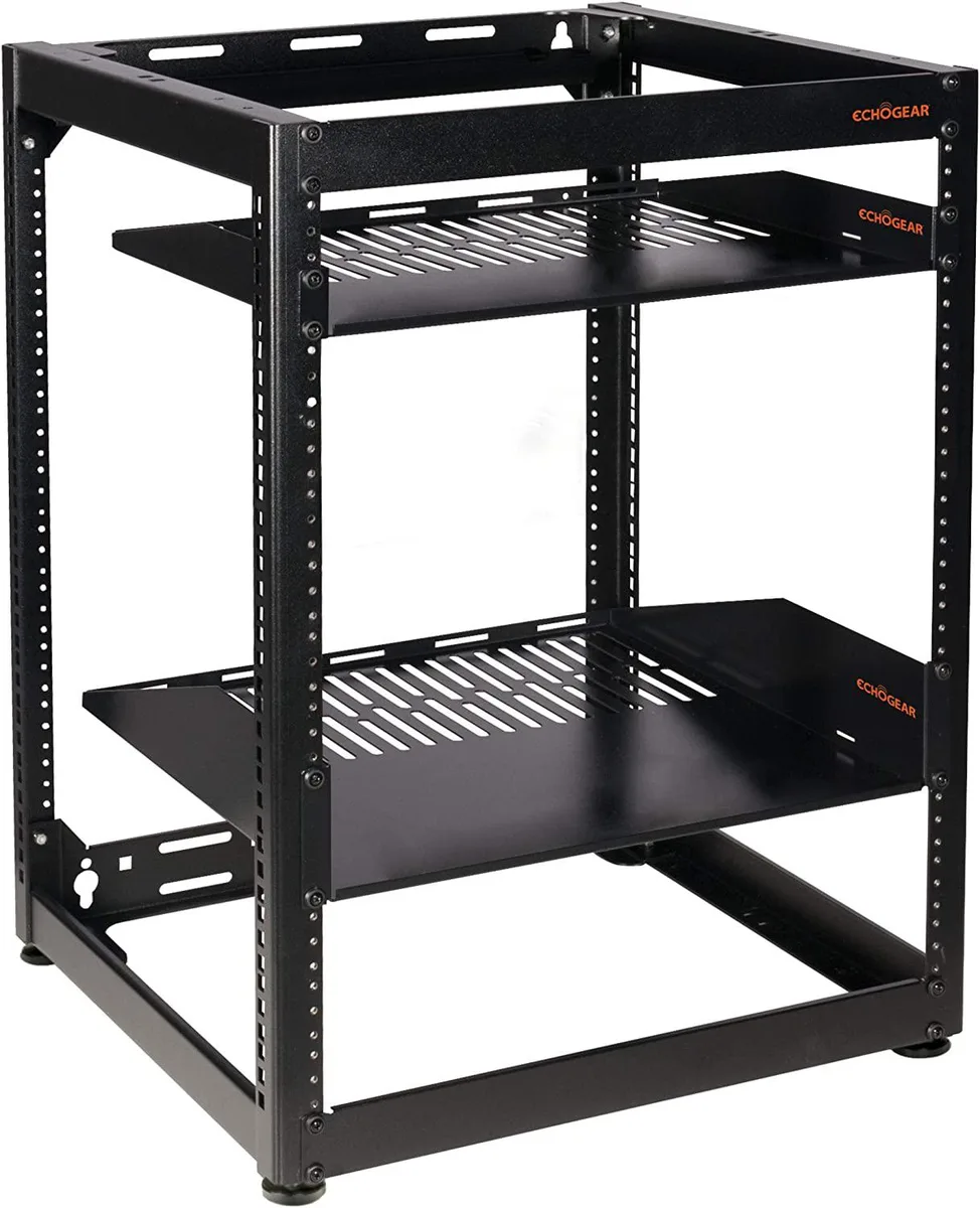 Computerzone Computerzone 15U Open Frame Server Rack 20.24" Deep with 2 Vented Shelves — product photo