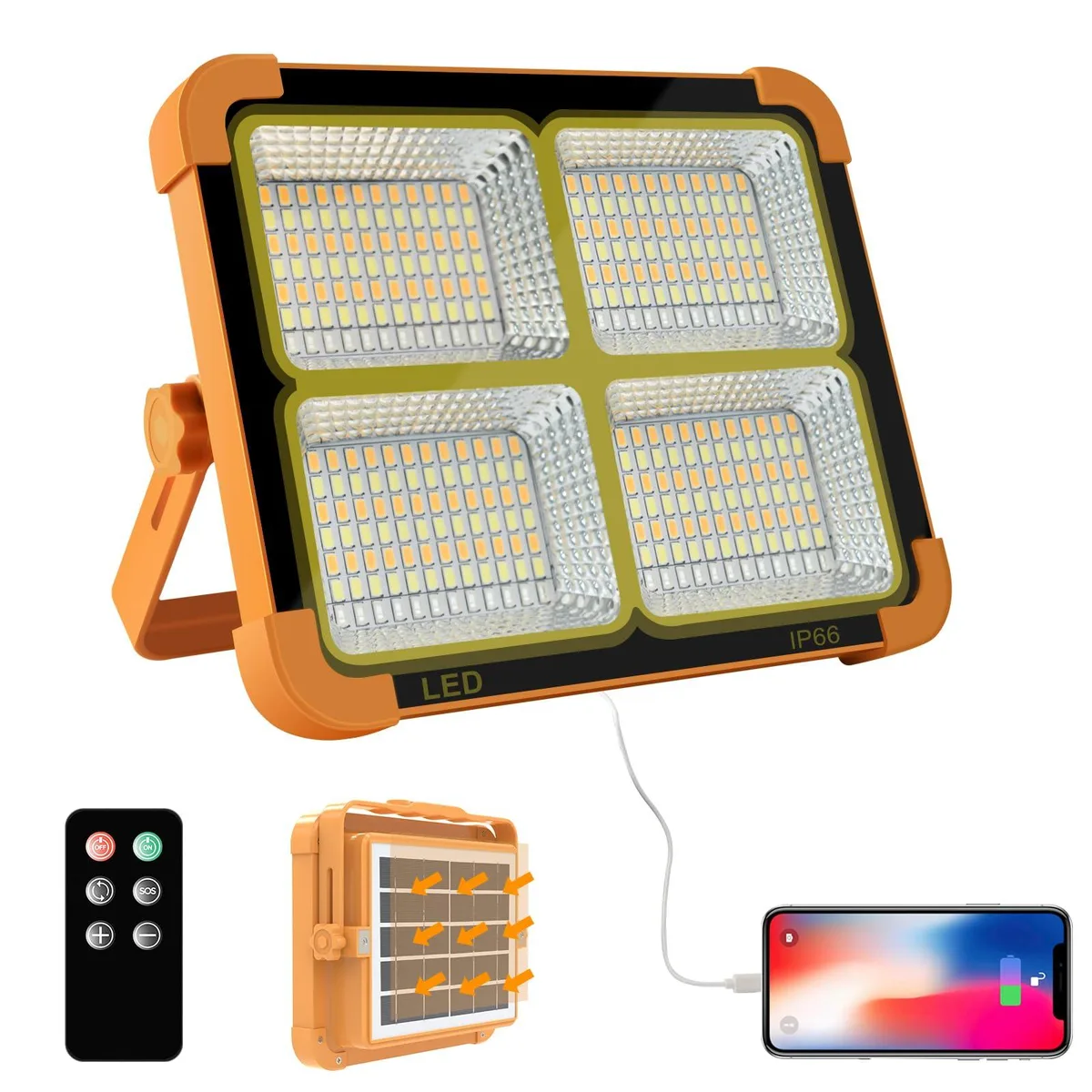  Baldwin D8 100W 16500mAh 10000 LM Emergency Lighting Orange Remote — product photo
