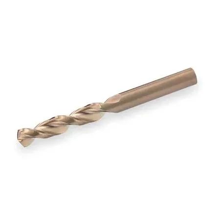 Cobalt steel drill bit, 3/8 inch, 135 degree split point, straw bronze finish