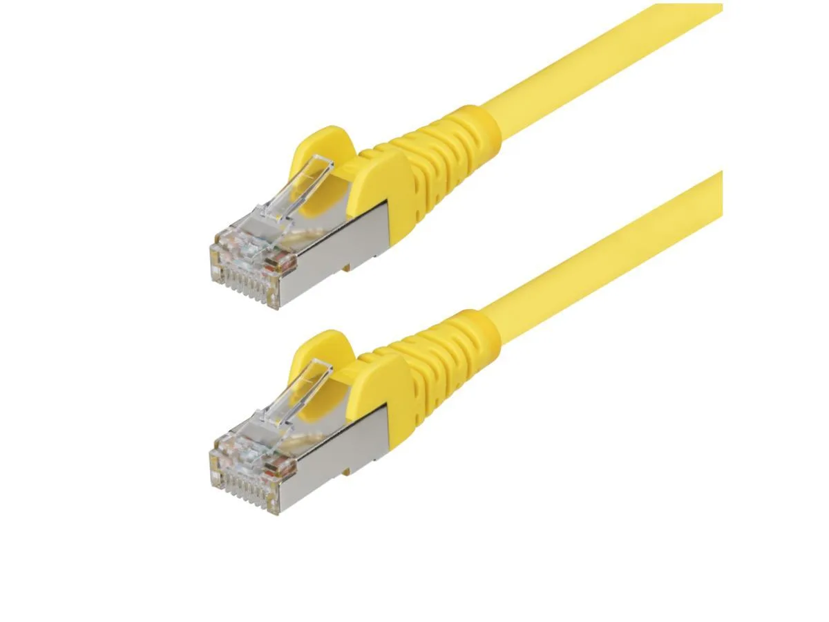 Yellow snagless RJ45 Cat6a patch cable, S/FTP LSZH jacket, 27AWG pure copper, 1ft