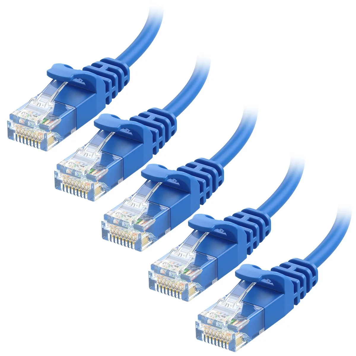  Cable Matters Ultra Slim Cat 6 5-Pack 10ft Blue 28 AWG network ethernet cable — product photo