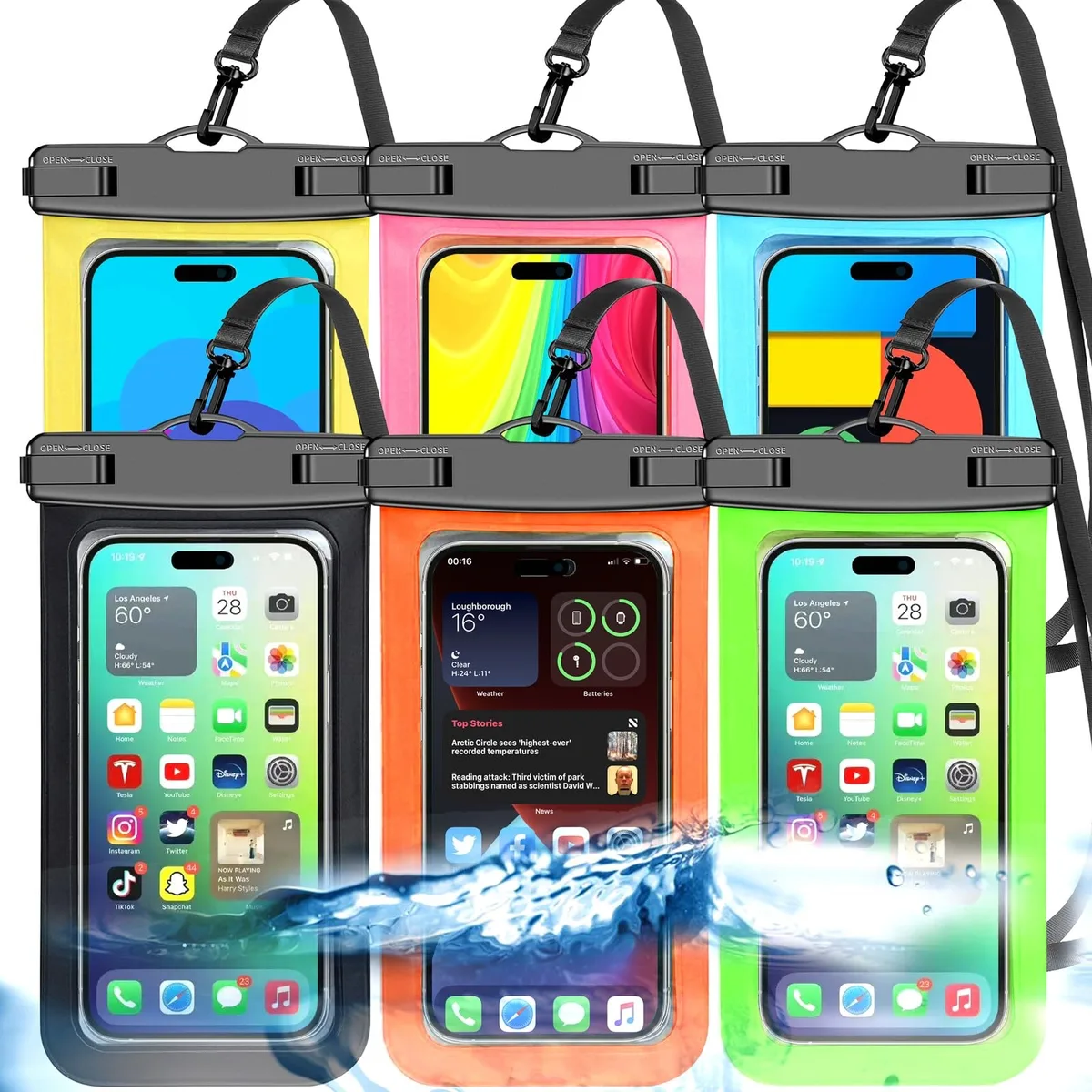 Famoby Waterproof Phone Pouch 6 Pack Multicolor IP68 8.5 — product photo