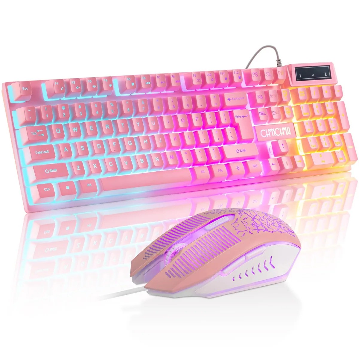  CHONCHOW 1920 Pink Gaming Keyboard and Mouse Combo — product photo