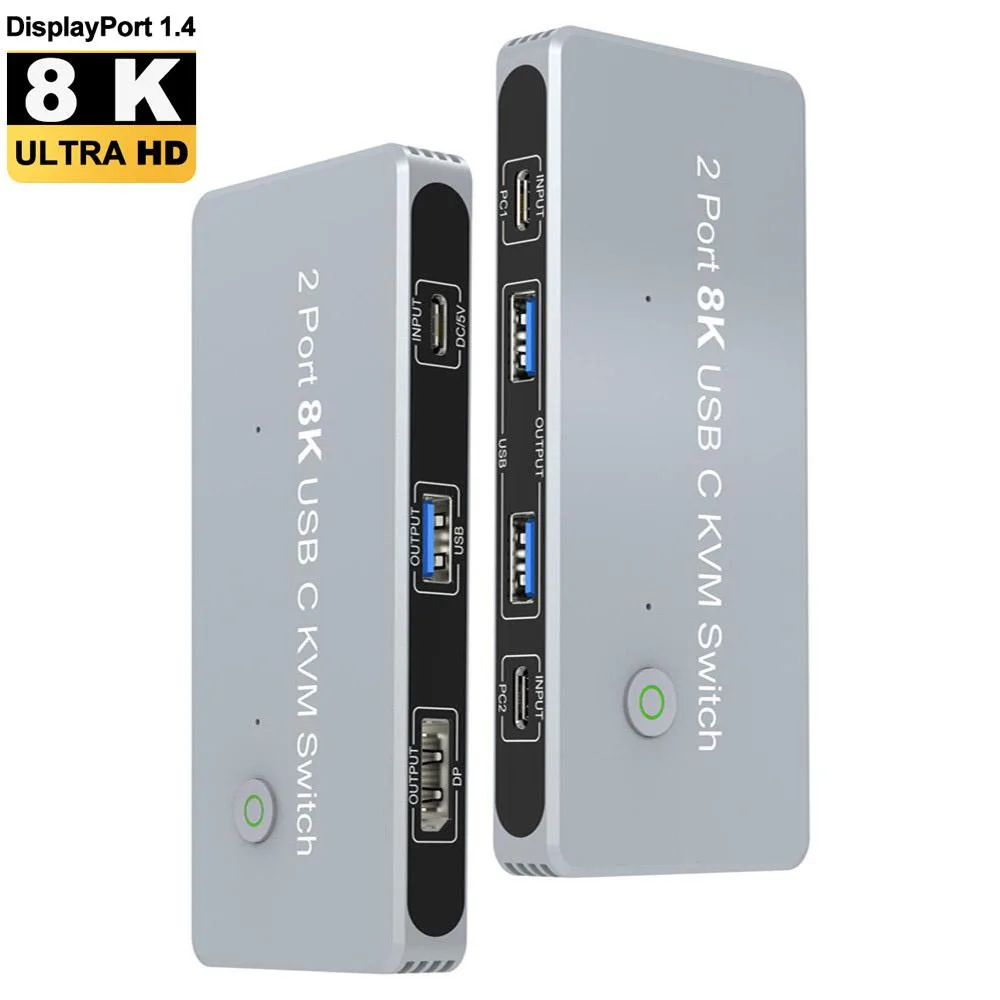 ESTONE ESTONE TJ-A0126 2-Port USB-C 8K KVM Switch DP 1.4 — product photo