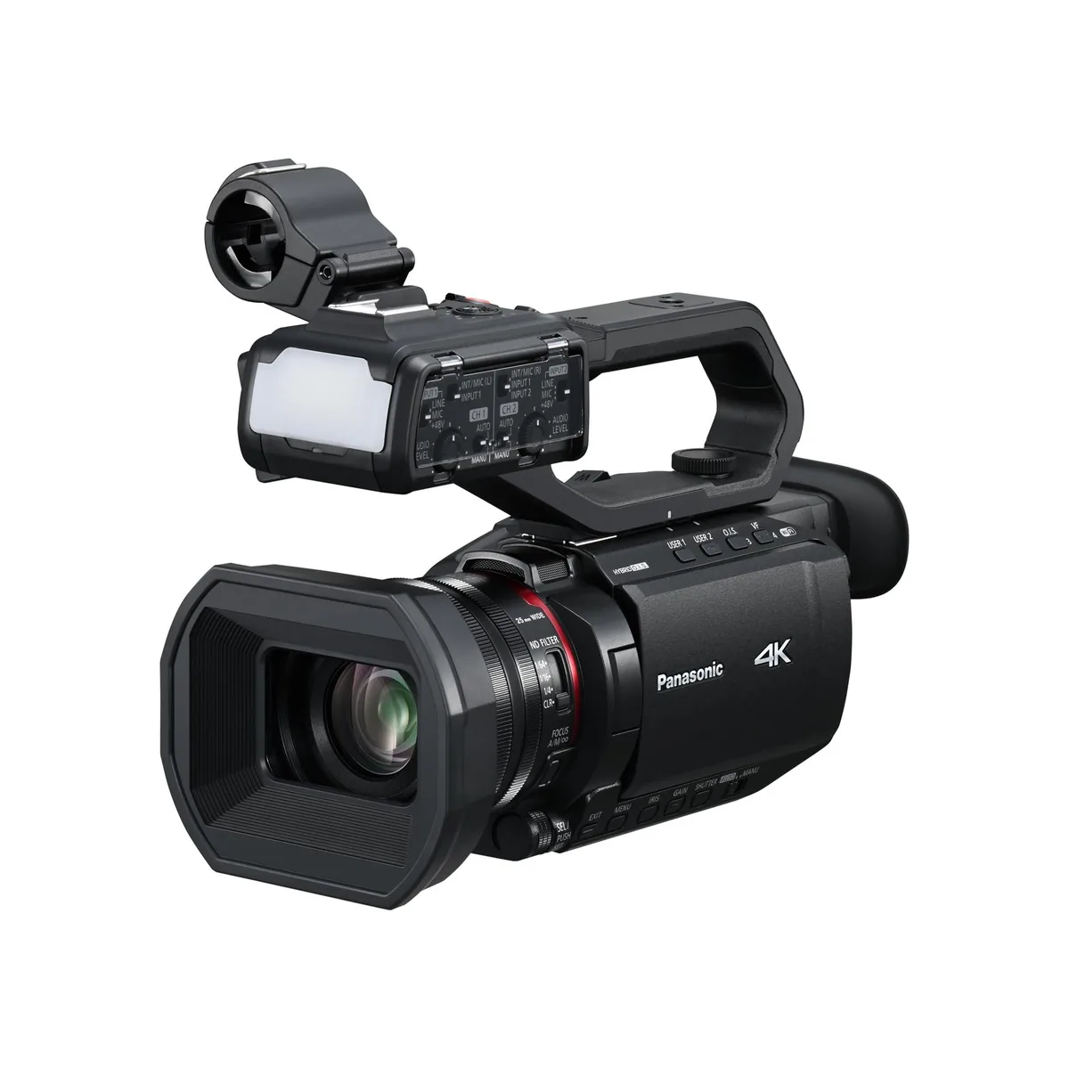 Panasonic Panasonic HC-X2100 4K professional camcorder 24x zoom 25mm wide 600mm tele 3.5 LCD 20.1MP — product photo
