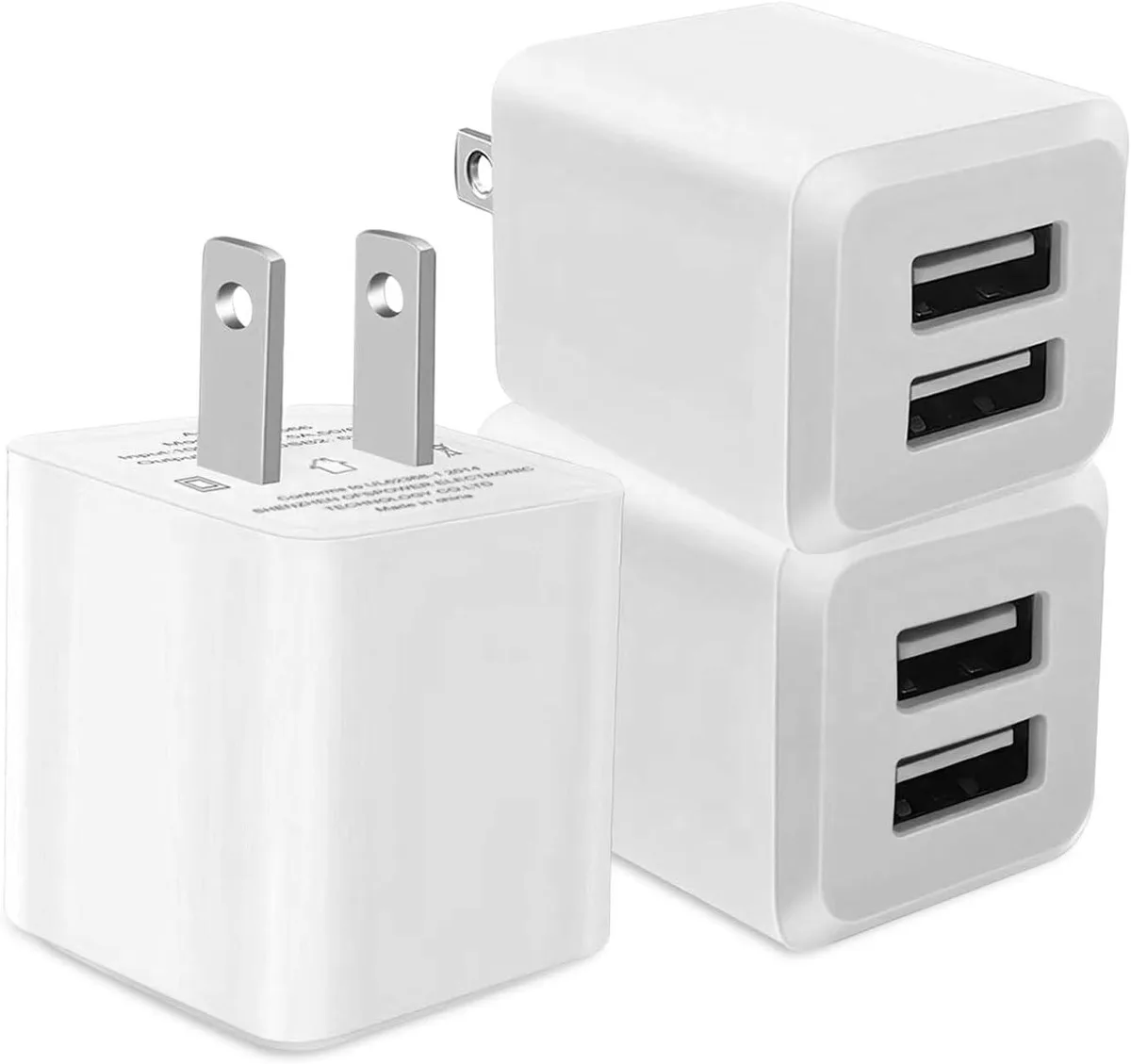 ONITOON ONITOON 3-Pack Dual-Port USB Wall Charger 5V 2.4A White — product photo