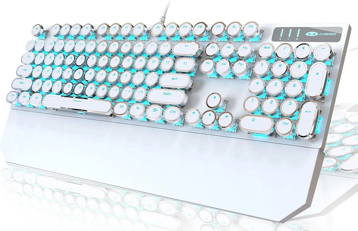 TAURKENAM TAURKENAM White Retro Punk Gaming Keyboard 104 Keys Blue Switch — product photo