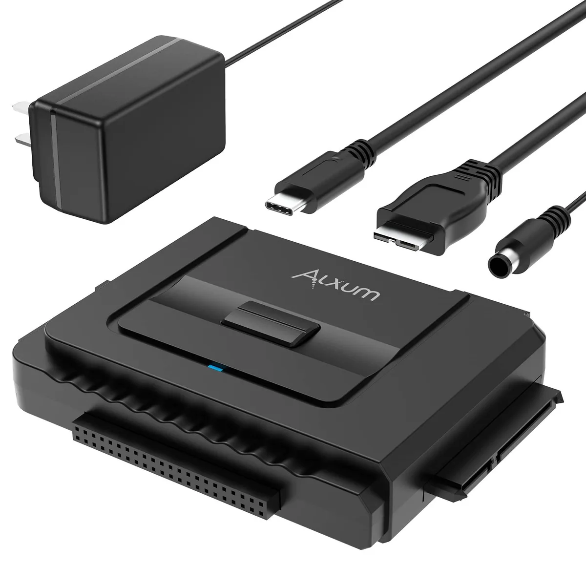  METRA AX-S100A SATA / IDE to USB 3.2 Gen1 Type-C adapter with 1.8 in cable and 12V 2A power — product photo