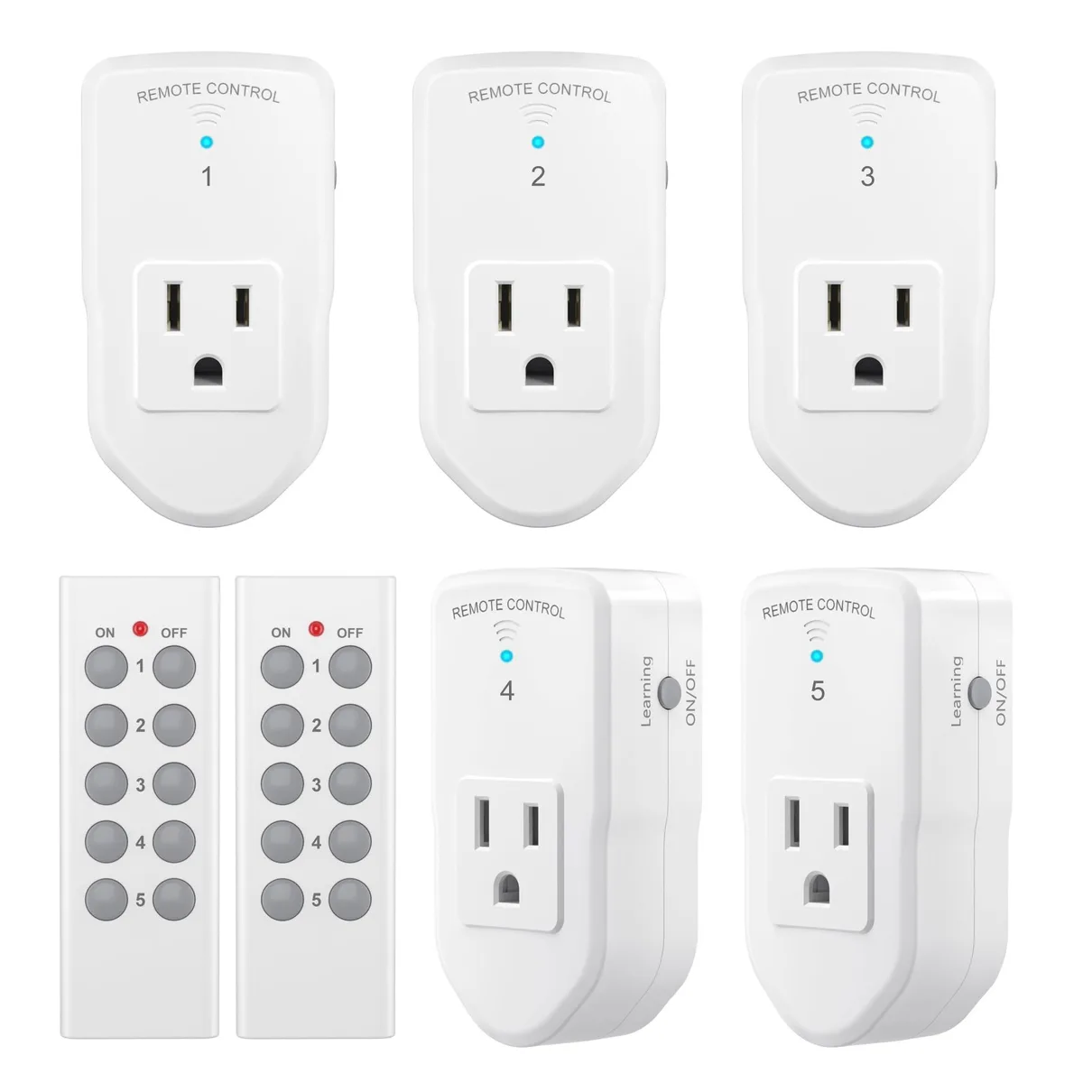  BN-LINK ES1513-5-2 fan control 5-outlet 2-remote 1200W — product photo