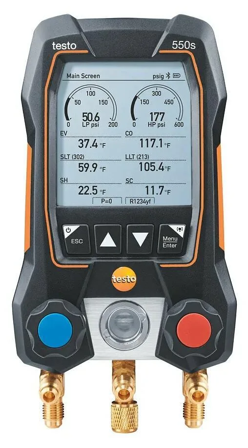 Testo Testo 550s Basic Kit Digital Manifold 2 Way Valve Wired Temperature Probes — product photo