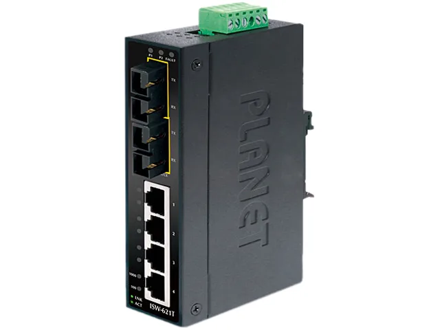 PLANET PLANET ISW-621T 4+2 port 10/100 industrial network switch 2 km multi-mode -40 to 75 °C — product photo