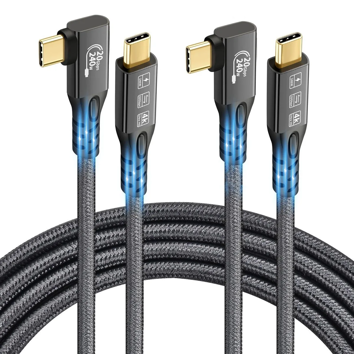 Vszerda Vszerda USB C 3.2 Gen2x2 20Gbps cable 2-pack 90-degree 240W PD3.1 .5m — product photo