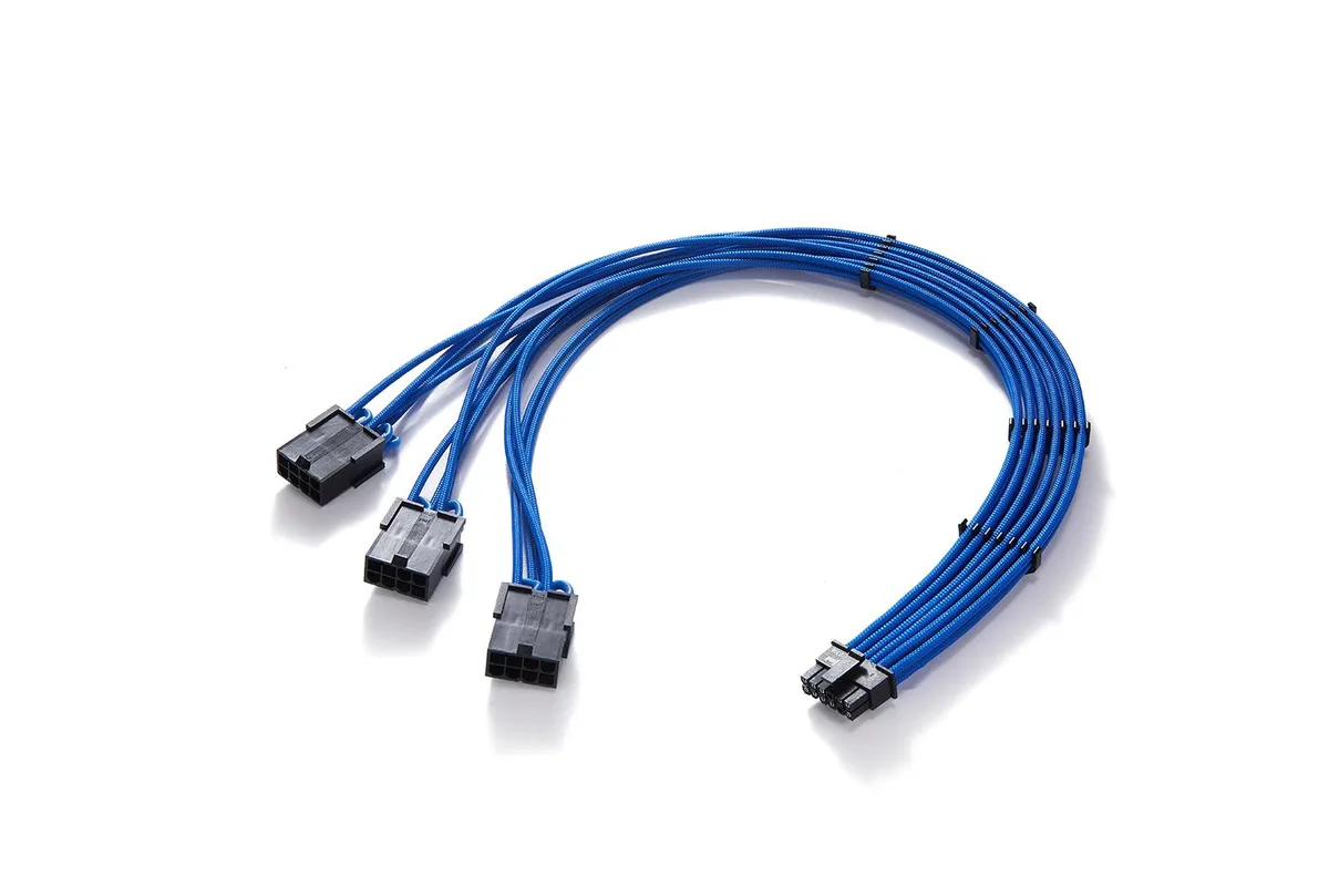 FormulaMod FormulaMod 16Pin to 3x8Pin PCI-E 5.0 Extension Cable Blue 17.7 inch — product photo