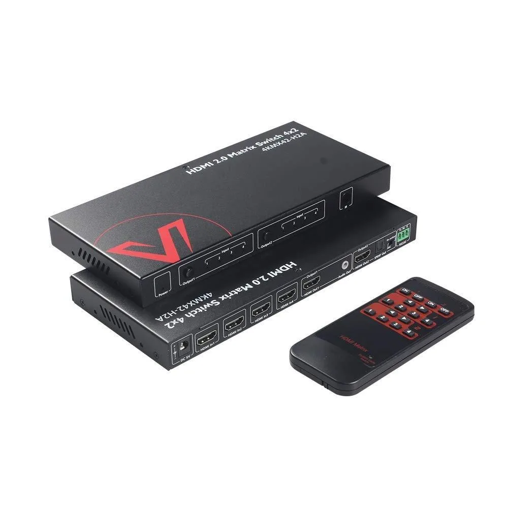 GSM Outdoors GSM Outdoors 2 in 1 accessory AV Access HDMI Matrix Switch 4x2 4K@60Hz 4:4:4 HDR ARC/SPDIF — product photo